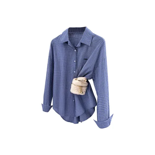 Cypress House Синие Клетчатые Рубашки для Женщин