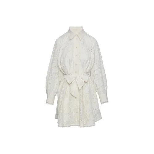 Zimmermann Длинное платье с длинными рукавами женское кремового цвета