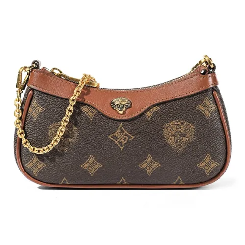 Ed Hardy Коровья кожа Плечевая сумка Стандартная Женская Кофейно-коричневая