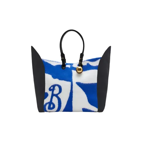 Burberry Телячья кожа Замша Кожа Тоут Сумка Сумка для покупок Сумка Большая Женская Рыцарский синий