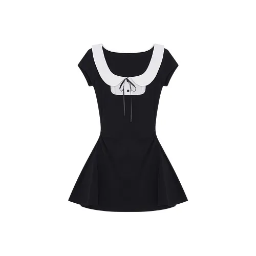 SEAR OFFICIAL Черные Женские Короткие Платья с Длинными Рукавами