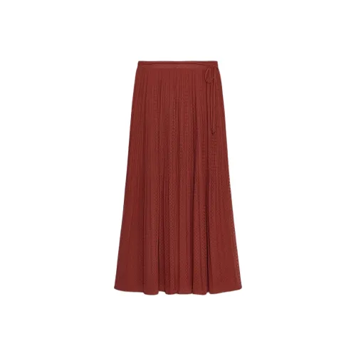 ZARA Кирпично-красный Женская Повседневная Длинная Юбка