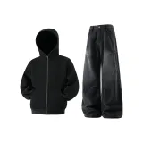 Чёрный свитшот + чёрные джинсы