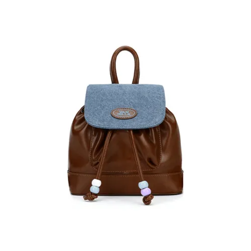 VANWALK ПУ (полиуретан) Деним Рюкзак Маленький Женский Каштановый Коричневый Серебряный