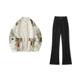 Белая куртка + черные джинсы