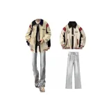 Куртка цвета экрю + джинсы цвета дымчатого серого