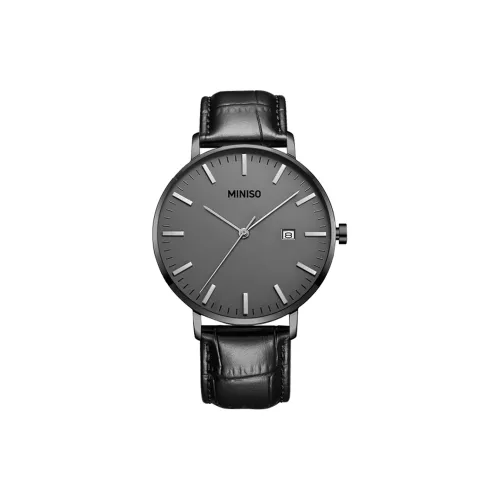 Miniso Кварцевые Механические Часы Унисекс Черный Циферблат