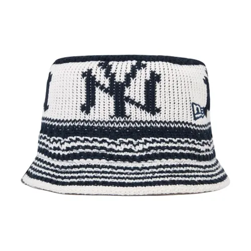 New Era Cotton Bucket Hats Унисекс Черный Белый