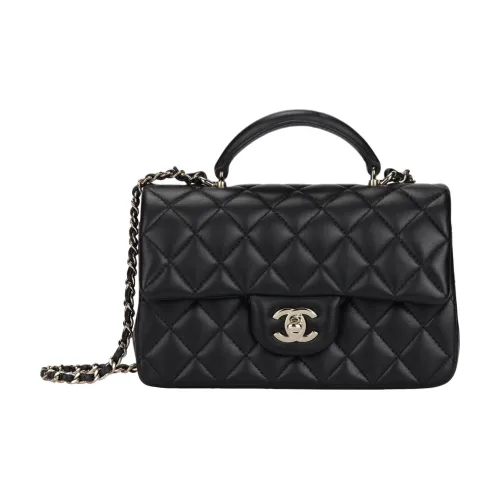 CHANEL Classic Flap CF Lambskin Flap Bag Crossbody Bag Mini Women's Black