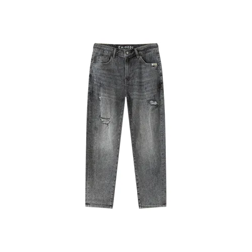 CAISEDI Черный Серый Цвет Мужские Джинсы