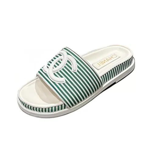CHANEL Rubber Slide Тапочки Женские Зеленый Белый