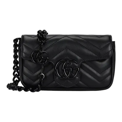 GUCCI GG Marmont Кожа с Керамикой Бананка Сумка на плечо Экстра мини Женская Черная