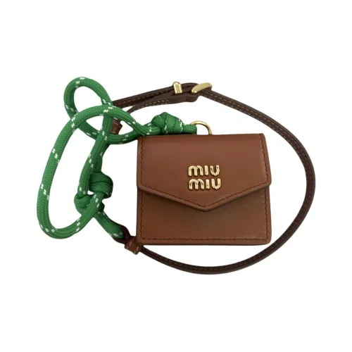 MIU MIU Чехол для наушников из коровьей кожи унисекс коричневый