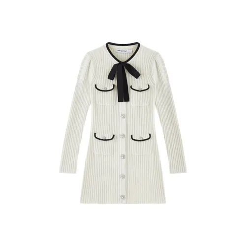 Self Портрет Айвори Белый Женские Длинные Рукава Платья