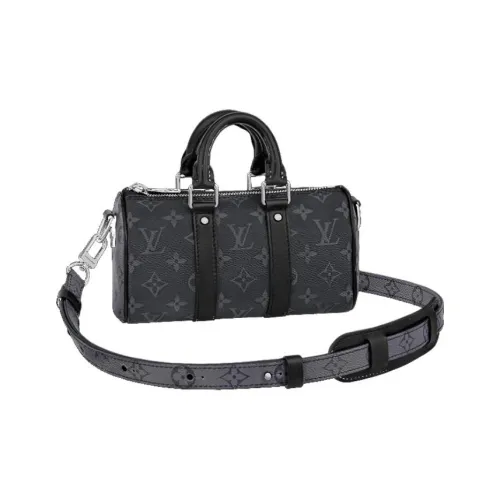 LOUIS VUITTON Keepall Холст Покрытие Коровья Кожа Комбинированная Сумка через плечо Сумка Мини Унисекс Черный