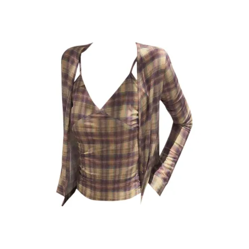 IUNOP Клетчатый Двухкомпонентный Комплект Повседневные Костюмы для Женщин