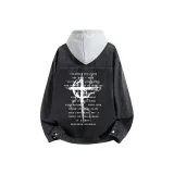 Чёрный с серым капюшоном