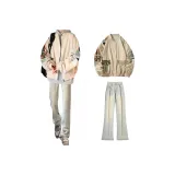 Хаки куртка + желтые грязные джинсы