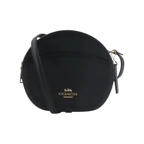 COACH Canteen Кожа Маленькая Круглая Сумка Круглая Сумка Чехол для телефона Сумка через плечо Женская Черная