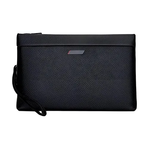 DOSRFINI Клатч из крупнозернистой текстуры коровьей кожи мужской черный