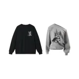 Мужской черный круглый вырез / Женский серый асимметричный вырез