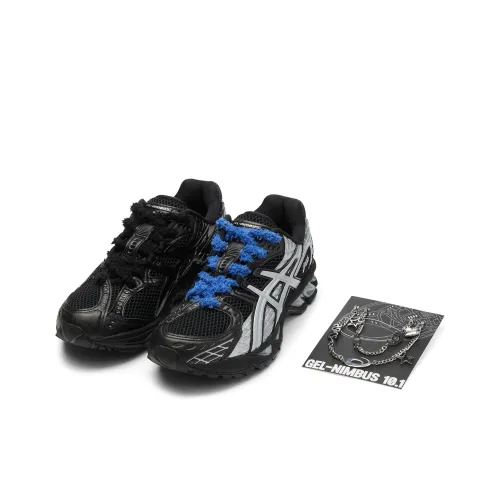 Asics Гель Nimbus 10,1 Амортизация Износостойкая Повседневная Обувь Унисекс Жидкость Черный Серебряный