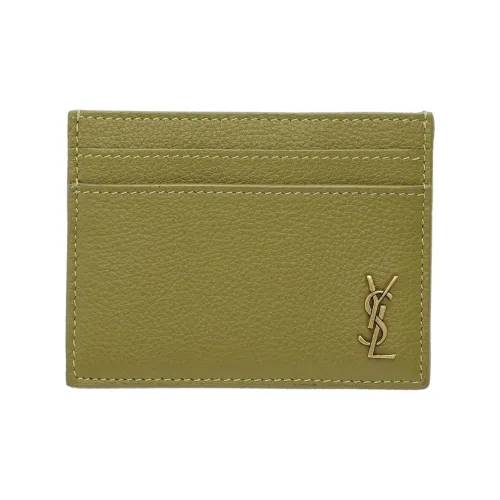 SAINT LAURENT GRAIN LEATHER Картхолдер Женский Оливково-зеленый