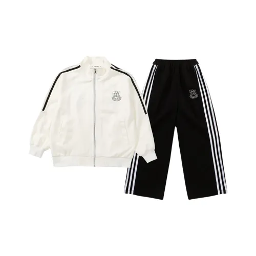 La Cergo Черный Белый Полосатый Длинный Рукава Кардиган Брюки Повседневная Спортивная Одежда Детская