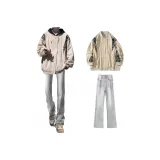 Абрикосовая куртка + дымчато-серые джинсы