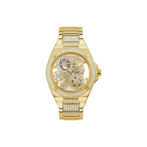 GUESS Мужские часы Кварцевый механизм Ремешок из нержавеющей стали 45 мм Циферблат с дизайном "Skeleton" Часы