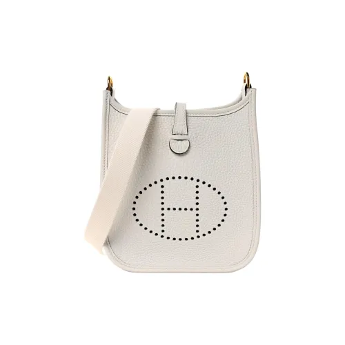 HERMES Evelyne Сумка через плечо из коровьей кожи мини-сумка женская кремово-белая