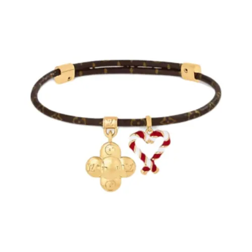 LOUIS VUITTON Металлический браслет с шнурком женский коричневый