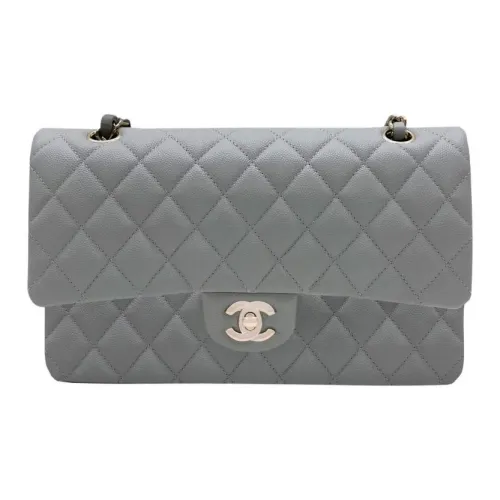 CHANEL Сумка с клапаном из коровьей кожи средний размер женская серая