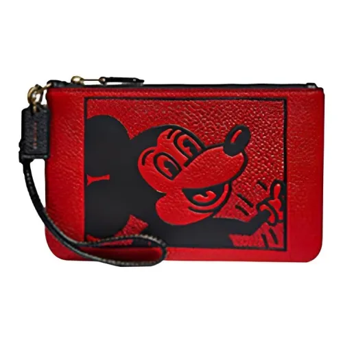 COACH Keith Haring x Disney collaboration Браслет-клатч из кожи унисекс красный