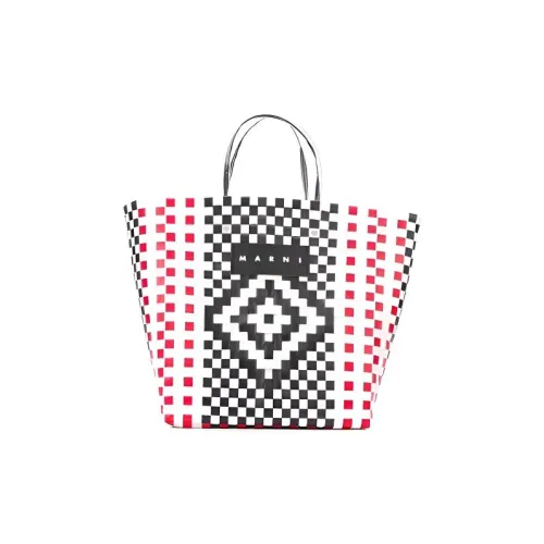 MARNI Кожа Тоут Сумка Сумка для покупок Плетеная сумка Корзинка-сумка Сумка Средний Women's White Черный белый Черный