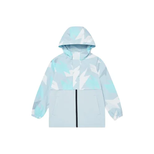 QIAODAN Ясно-голубой с принтом по всей поверхности, подкладка, сетчатая ткань, унисекс, куртки