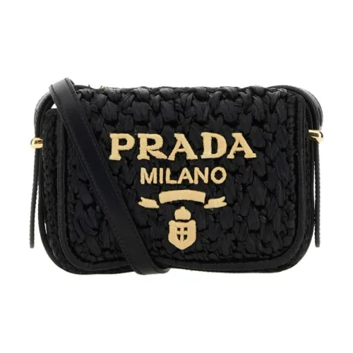 PRADA Linen Crossbody Bags Women's Black