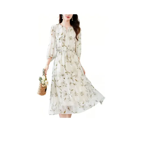 H YXIANG Короткое платье с короткими рукавами женское зеленое