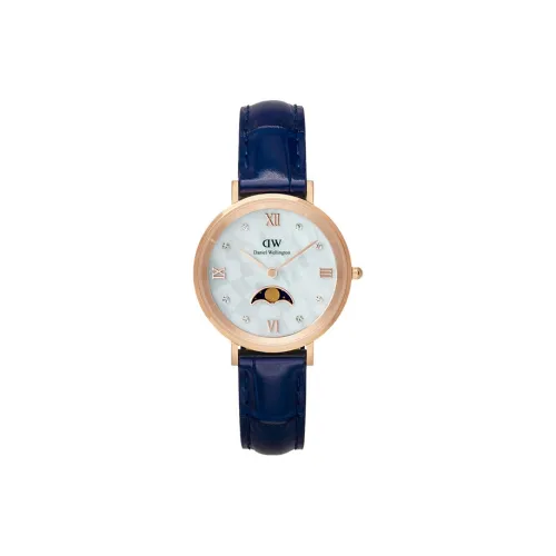Daniel Wellington Women's Watch Кварцевый механизм Кожаный ремешок Синий циферблат