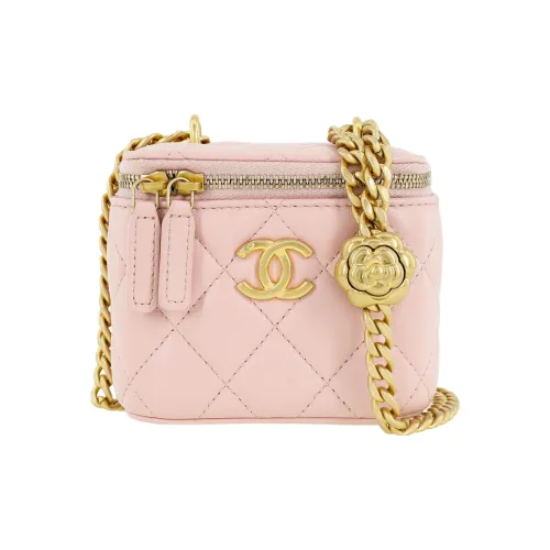 CHANEL Sheepskin Square Box Shoulder Bag Crossbody Small Women's Light Pink