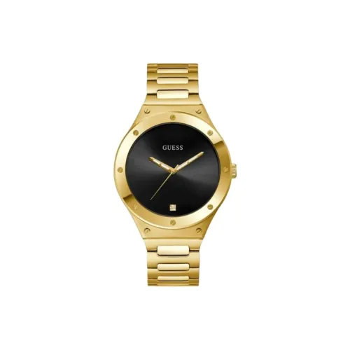 GUESS Мужские часы Кварцевый механизм Ремешок из нержавеющей стали 44 мм Черный циферблат