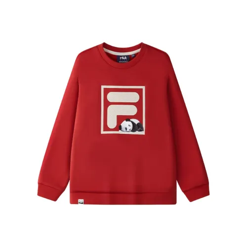 FILA KIDS Свитшот 25 Осенний Зимний Флис С подкладкой Теплый Классический Свитшот Легенда Красный