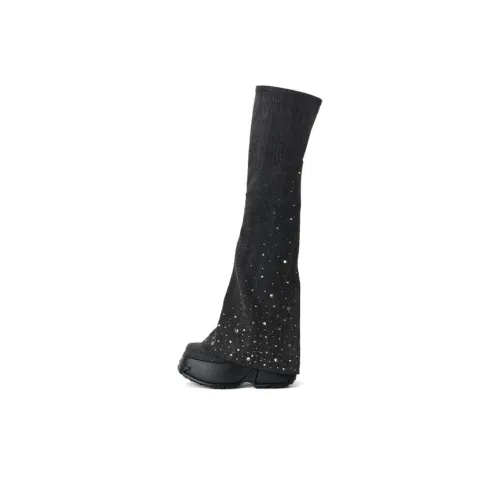 DAPHNE LAB Candy Series Over The Knee Boots High Top Denim Black Women's
