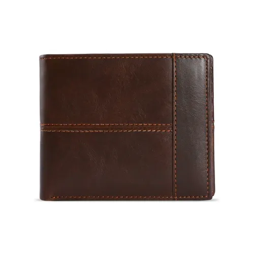 QIAJIAN Кошелек из коровьей кожи мужской кофейно-коричневый