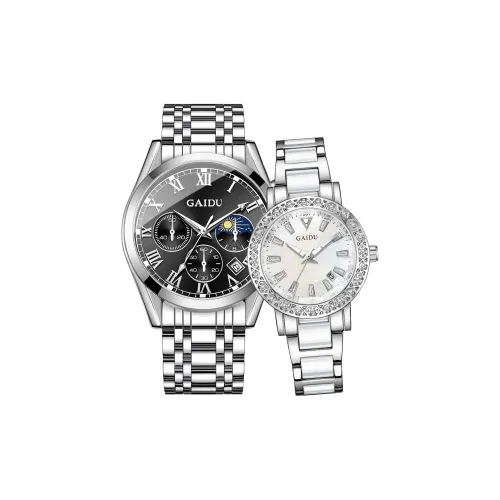 GAIDU Мода Парные Часы Услуга Написания Новогодних Карт Кварцевый Механизм Металлический Ремешок Часы Унисекс Черный Циферблат