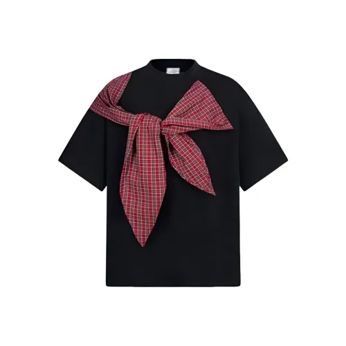 PAOPAOXIANJING Черный [Красный Бант] Унисекс T-рубашки