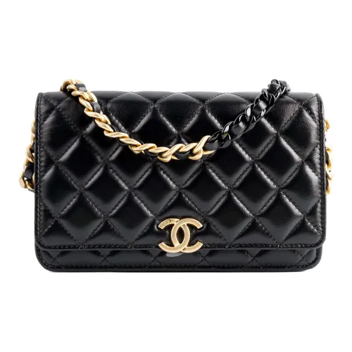 CHANEL WOC Овчина Цепочка Сумка через плечо Сумка Обычная Женская Черная