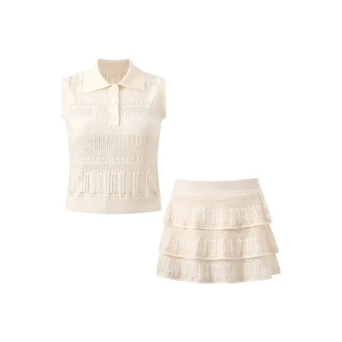 ACAINES Абрикосовый комплект Женские Комплекты с юбкой