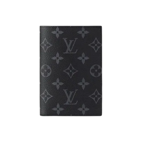 LOUIS VUITTON Покрытый холст Держатель для паспорта Картхолдер Мужской Черный Серый