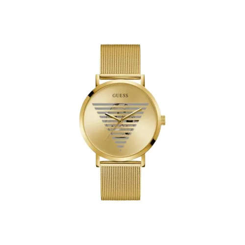 GUESS Мужские часы Кварцевый механизм Ремешок из нержавеющей стали 44 мм Золотистый циферблат